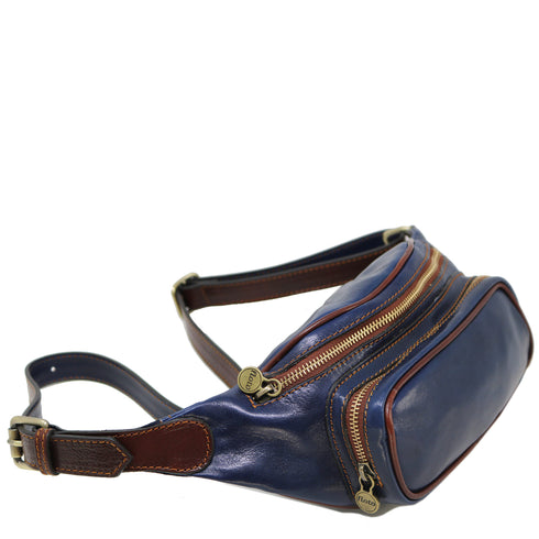 Leather Fanny Pack Waist Bag Floto blue 1
